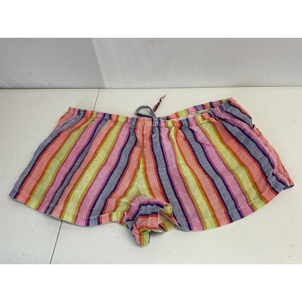 Roller Rabbit Lounge Sleep Shorts Multi color striped, 100% linen 2" inseam MED
